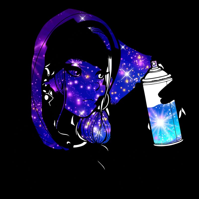 a realistic girl, spray painting