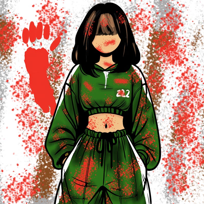 realistic girl faceless with baggy pants and a crop top