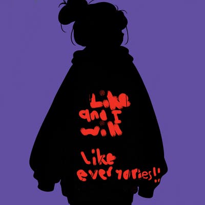 realistic girl with a oversized sweatshirt on and a bun