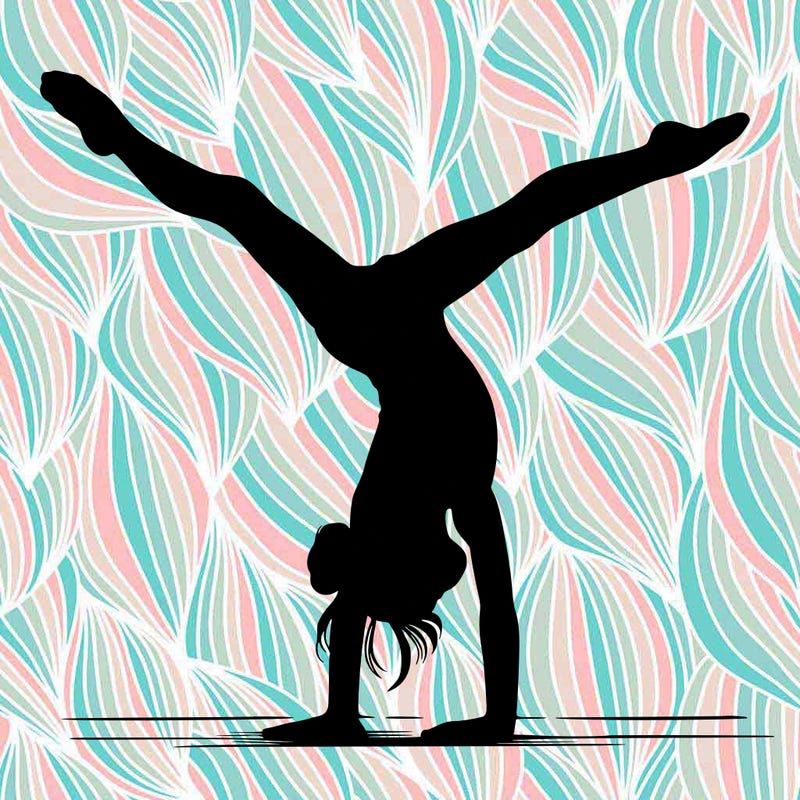realistic gymnastic hand stand girl in four splits