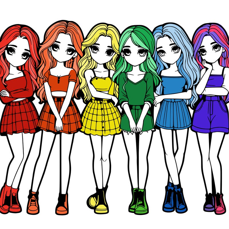 a group of girls realistic