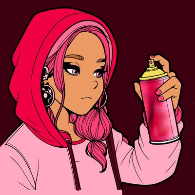 a realistic girl, spray painting