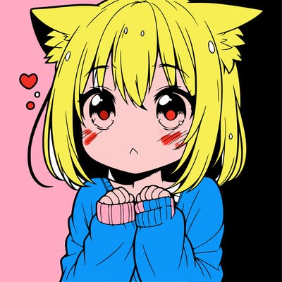 shy anime catgirl