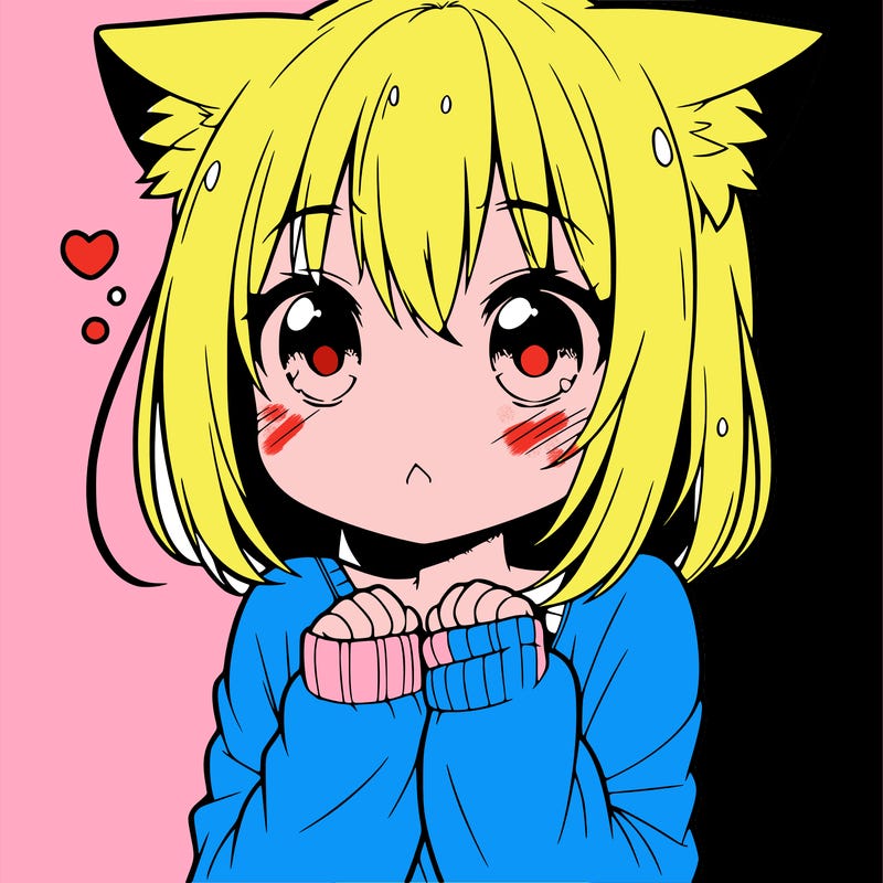 shy anime catgirl