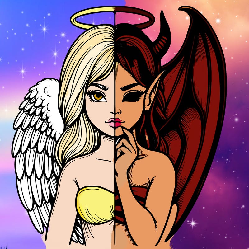 realistic angel half demon