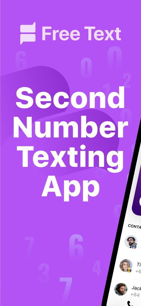 Free Text app introductory screen for a second number texting service