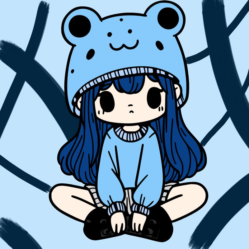 a girl wearing a frog hat and some frog socks