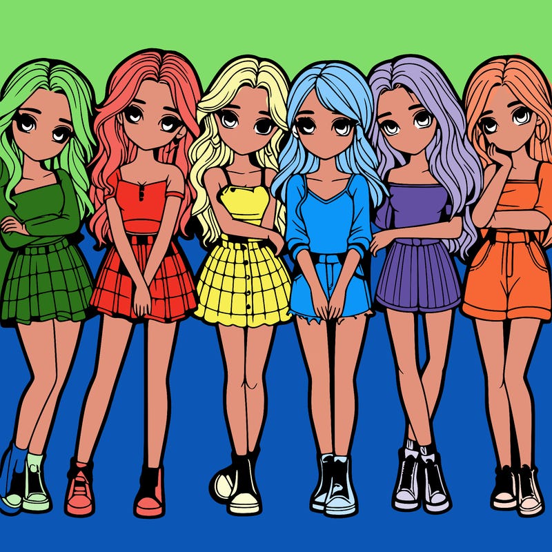 a group of girls realistic