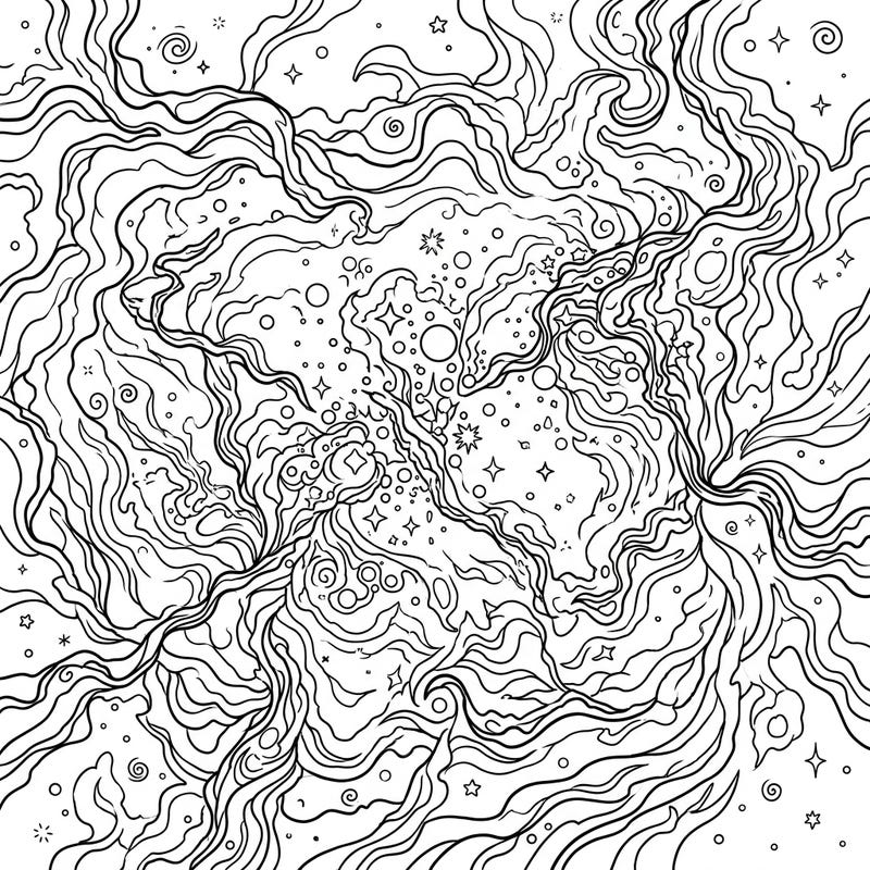 Embark on an interstellar coloring adventure with this stunning Lagoon Nebula template, perfectly designed for teens. Its intricate patterns of gas, stars, and cosmic dust offer a complex and rewarding artistic challenge.