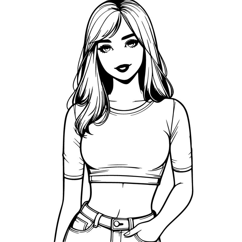 realistic girl with a cropped shirt