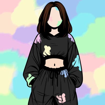 realistic girl faceless with baggy pants and a crop top