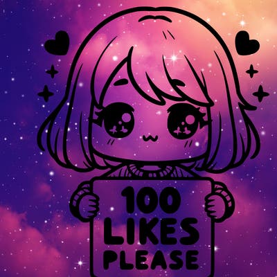 cute girl holding a sign saying 100 likes please
