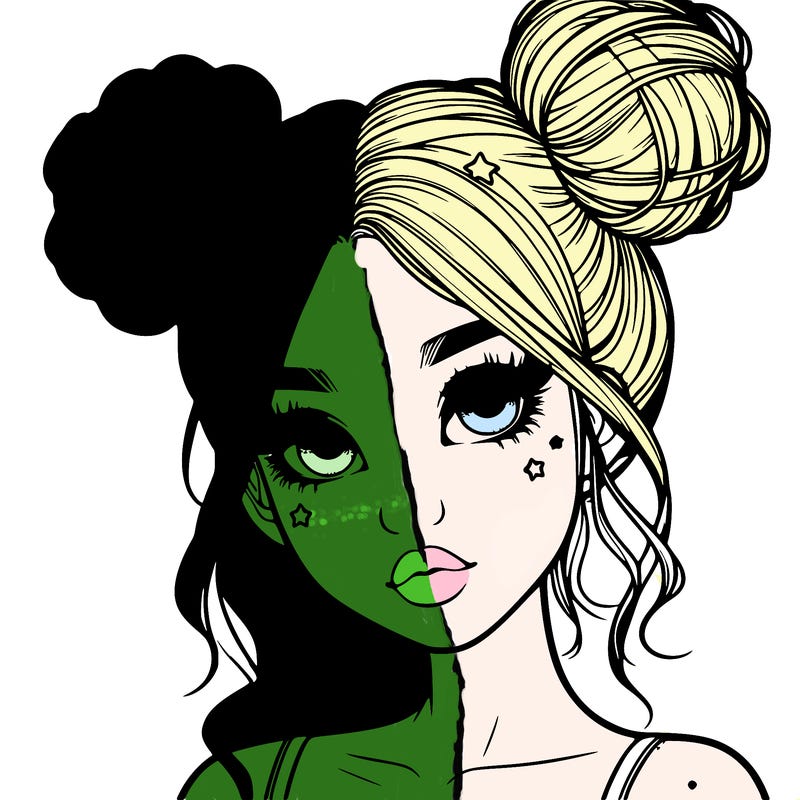 realistic girl with space buns