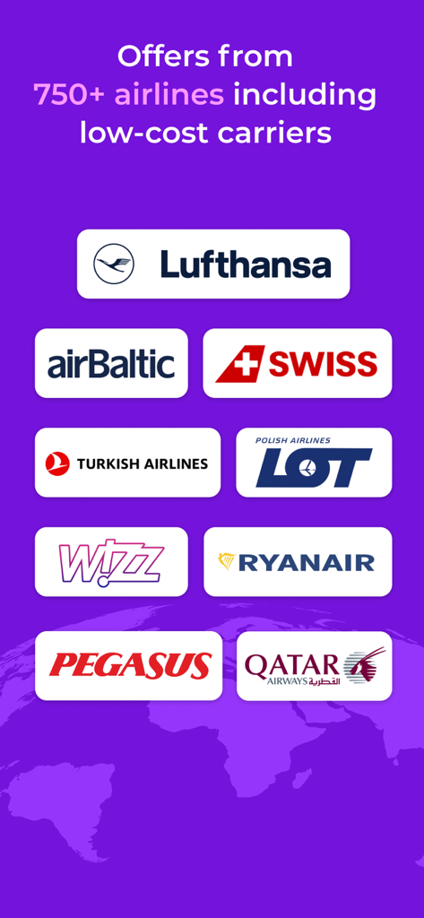 Tickets.ua - Logos de socios aéreos en Tickets.ua, incluyendo Lufthansa, Turkish Airlines y Ryanair, destacando más de 750 ofertas de vuelos