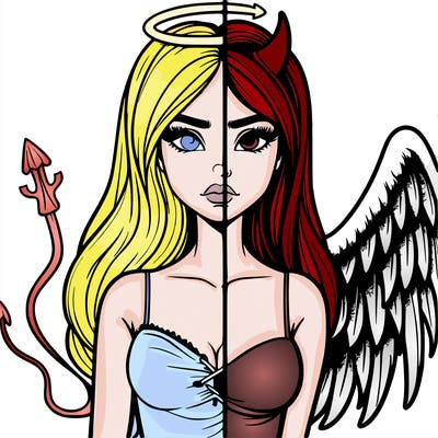devil vs angel realistic girl