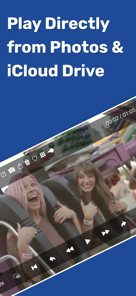 Mugen Player app playing a video directly from Photos and iCloud Drive