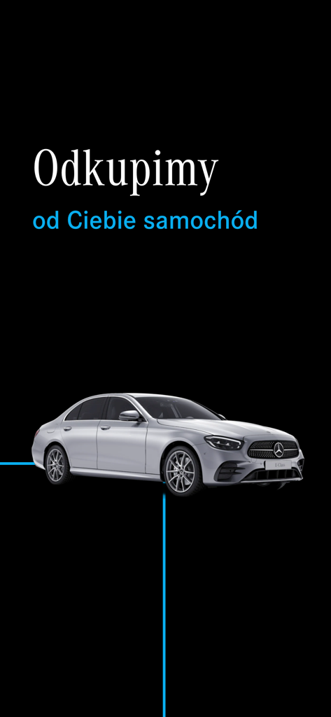 Mercedes-Benz Auto Idea - A silver Mercedes-Benz car displayed in the app with an offer to buy back vehicles.
