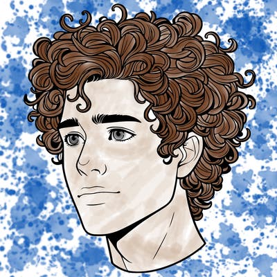 realistic guy with curly hair