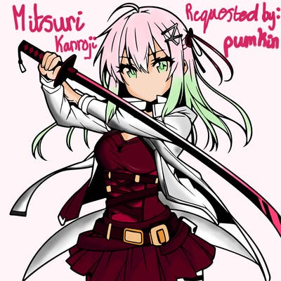 anime girl with sword in cool pose