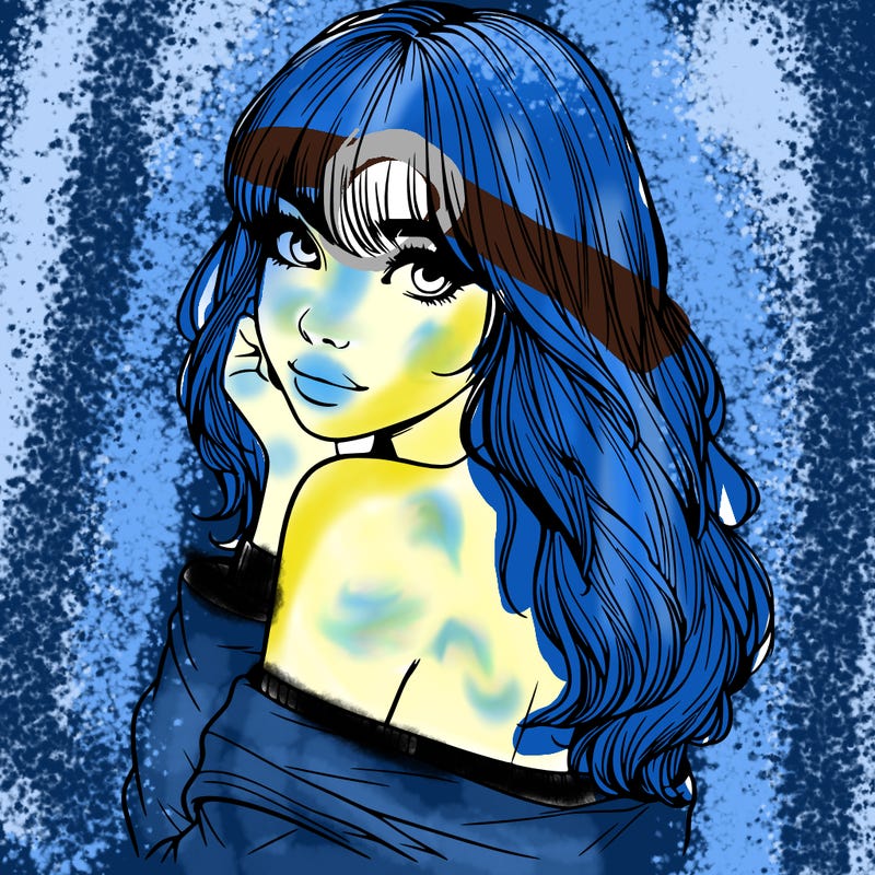 realistic girl with bangs looking over her shoulder