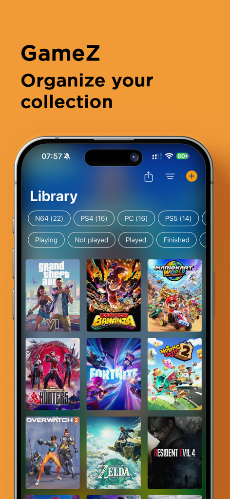 GameZ Collection - GameZ Collection App-Bibliothek mit Spielcovern und Plattformfiltern