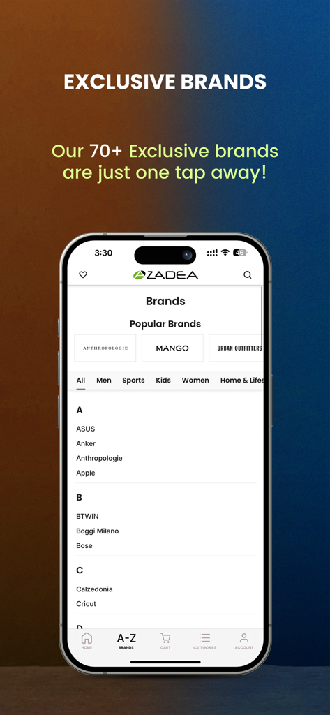 Azadea | High Street Fashion - Directory of exclusive high street fashion and tech brands on the Azadea app.