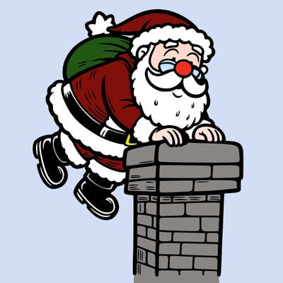 santa climbing down a chimney