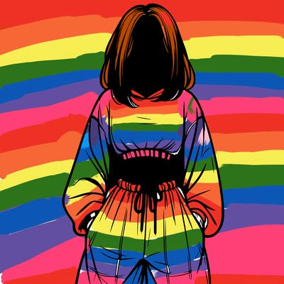 realistic girl faceless with baggy pants and a crop top