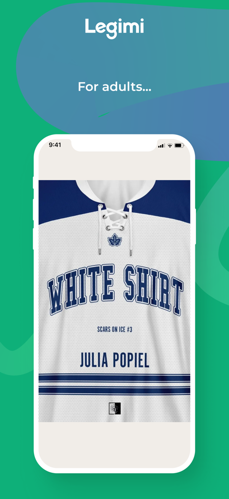 Legimi-Mobil-App auf einem iPhone, die ein Buchcover für erwachsene Leser mit dem Titel White Shirt zeigt