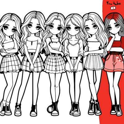 a group of girls realistic