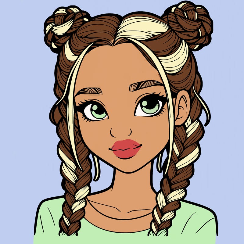 realistic girl with braids