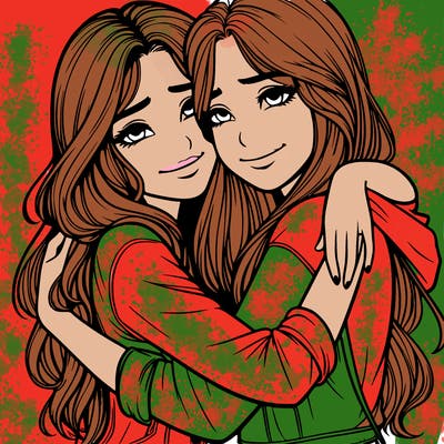 realistic girls hugging