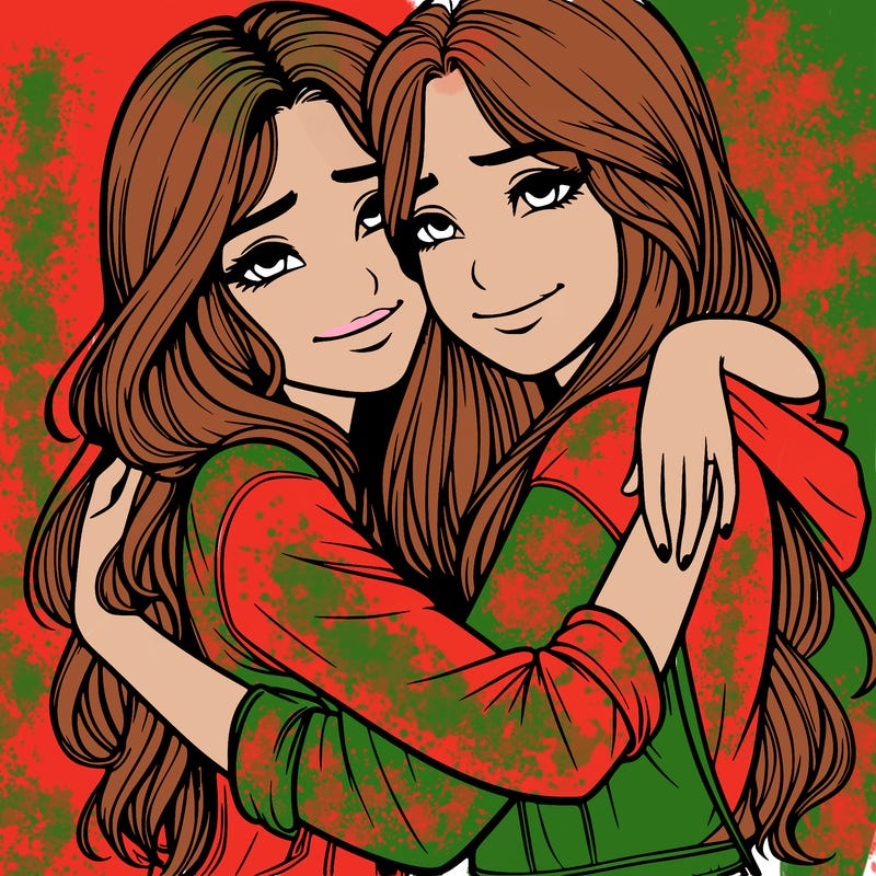 realistic girls hugging