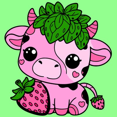 cute strawberry cow