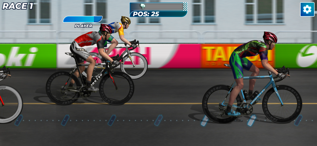 Cycle Sprint - Cyclists competing in a road race within the Cycle Sprint mobile game.