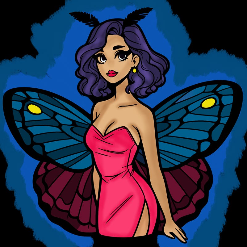 woman with moth wings