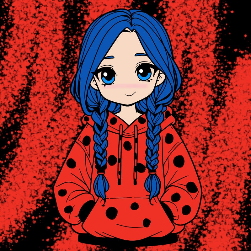 a realistic girl with a oversized hoodie and she has braids