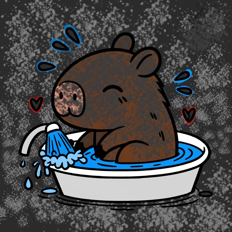 capybara taking a bath
