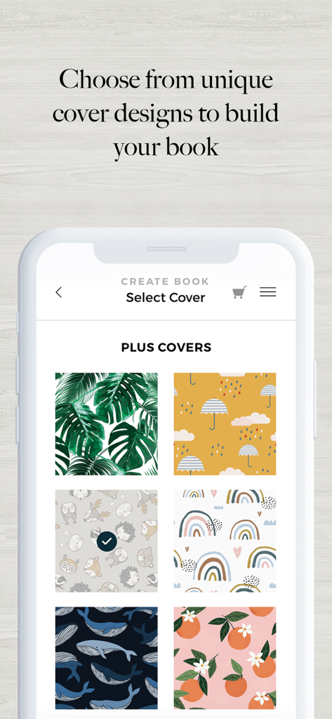 BabyPage: Baby Book & Journal - Una selección de diseños de portada ilustrados para un libro de recuerdos de bebé en la aplicación BabyPage