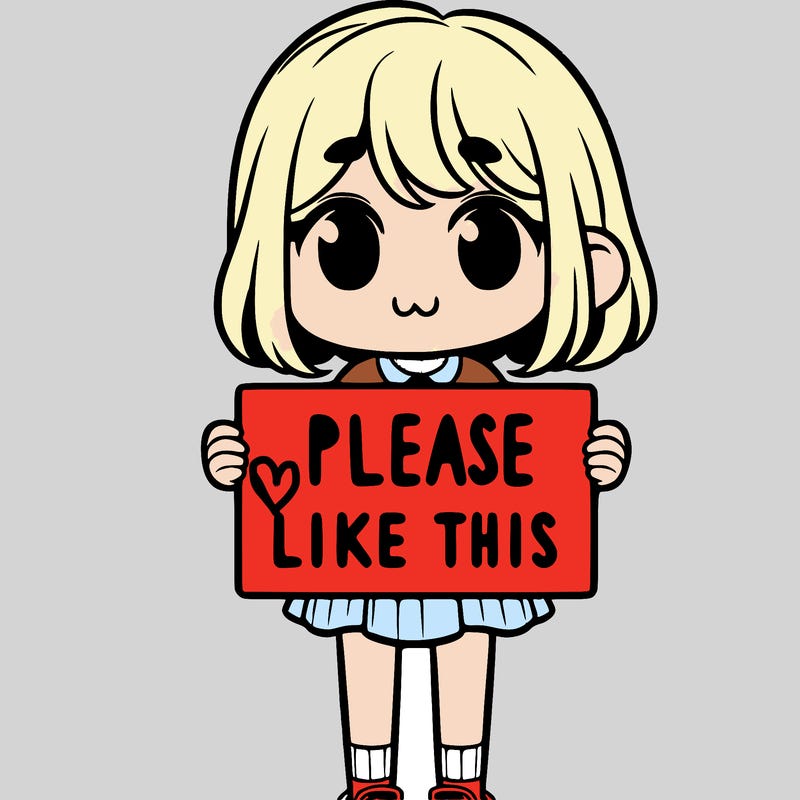 a girl holding a sign that says please like this one