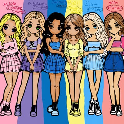 a group of girls realistic