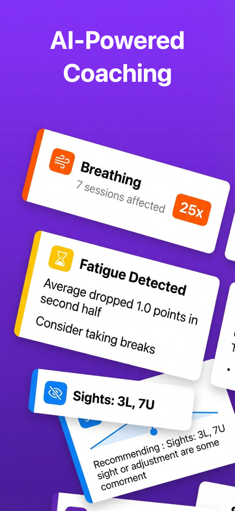 Notch: Target Scoring Tracker - Tarjetas de retroalimentación de entrenamiento impulsadas por IA para el rendimiento de tiro que muestran información sobre fatiga de la respiración y ajuste de la mira