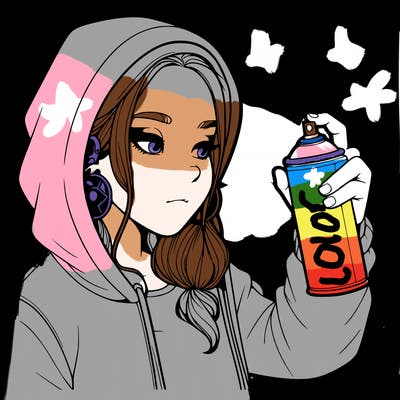 a realistic girl, spray painting