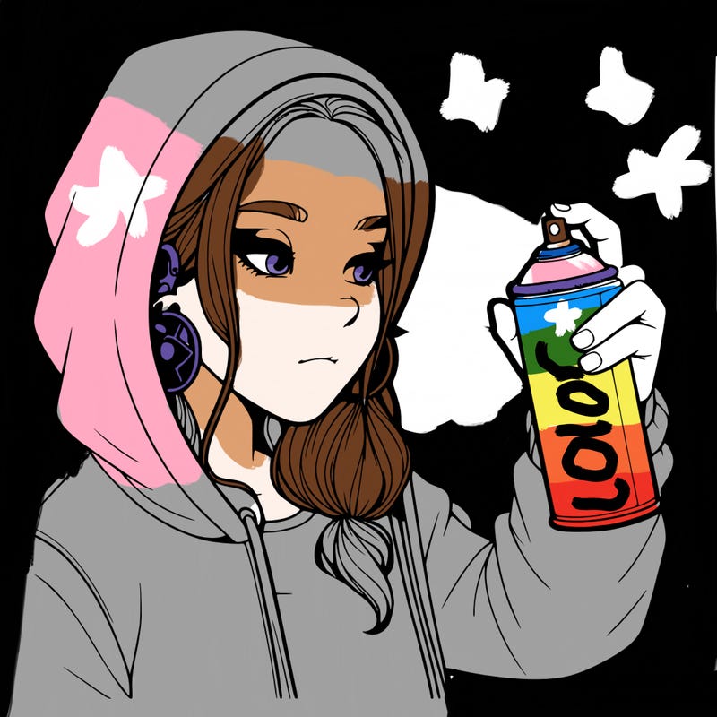 a realistic girl, spray painting