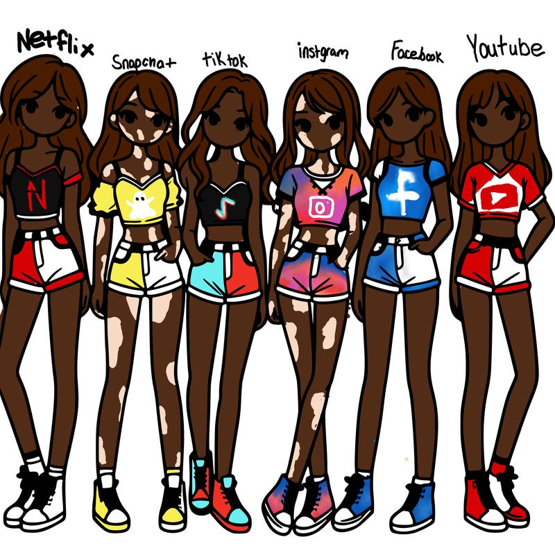 a group of girls wearing crop tops and shorts