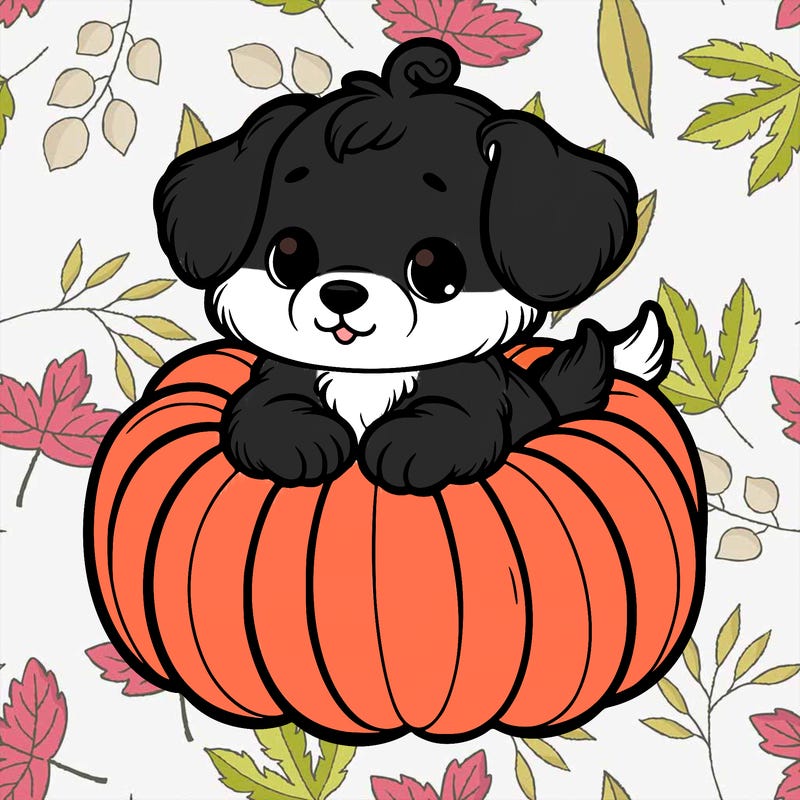 cute little puppy in a pumpkin