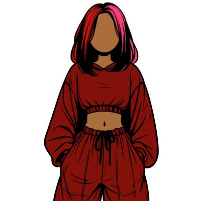 realistic girl faceless with baggy pants and a crop top