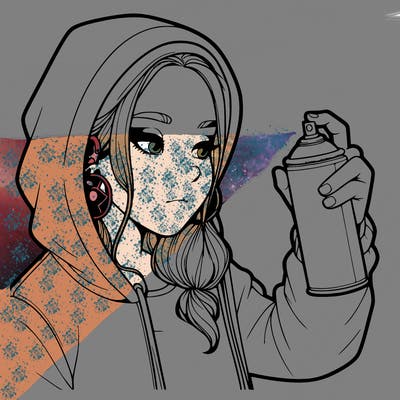 a realistic girl, spray painting