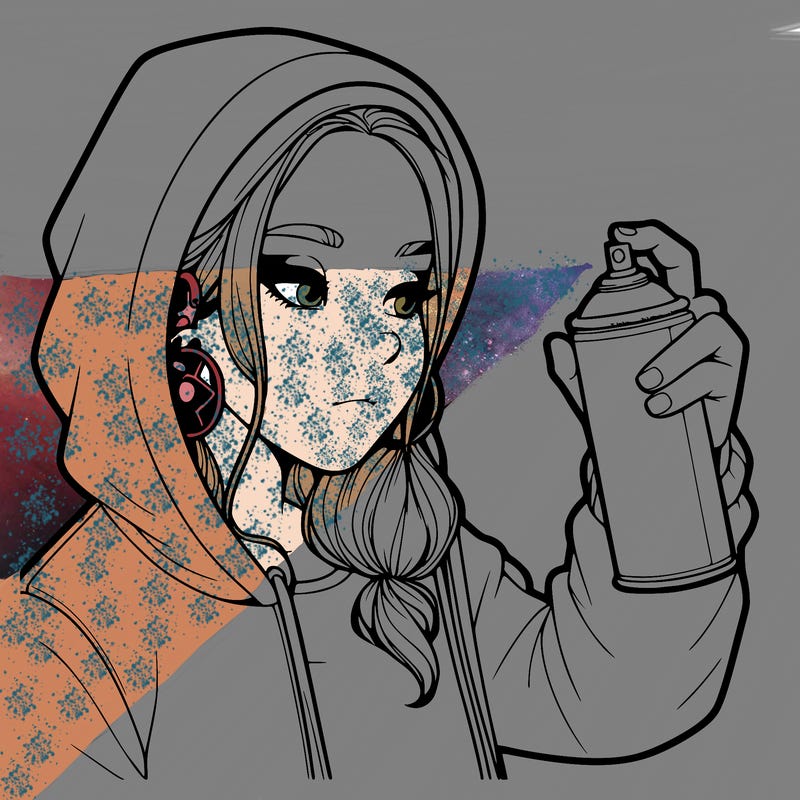 a realistic girl, spray painting