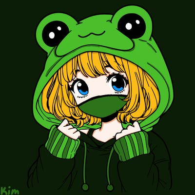 a cute teenage girl wearing a frog hoodie